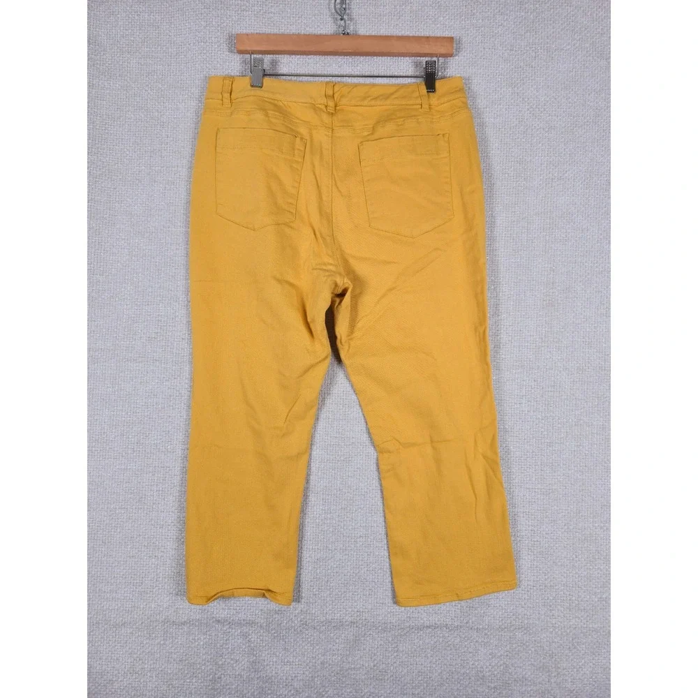 Coldwater Creek Womens Mustard‎ Yellow Capri Pants Size 14 Stretch